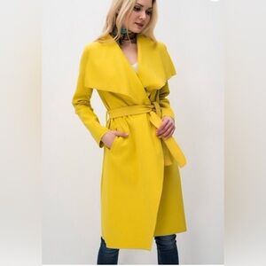 Women Long Waterfall Duster Coat Ladies Long Sleeve French Belted Trench Coat